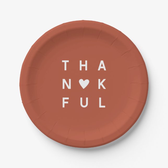 Minimalist Terracotta Copper Thanksgiving Holiday Paper Plate (Front)