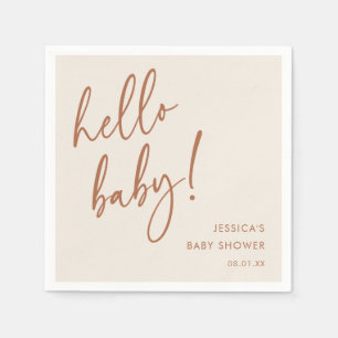 Minimalist Terracotta Fall Hello Baby Shower Napkin