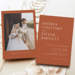 Minimalist Terracotta Fall Wedding  Invitation