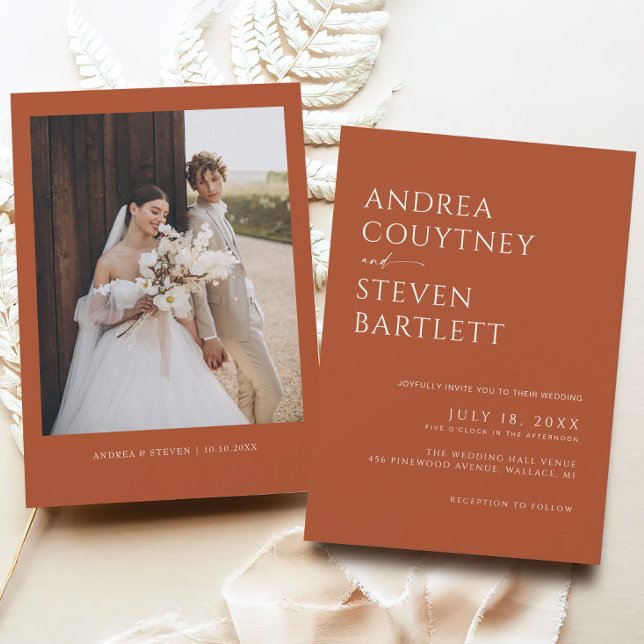 Minimalist Terracotta Fall Wedding  Invitation (Creator Uploaded)
