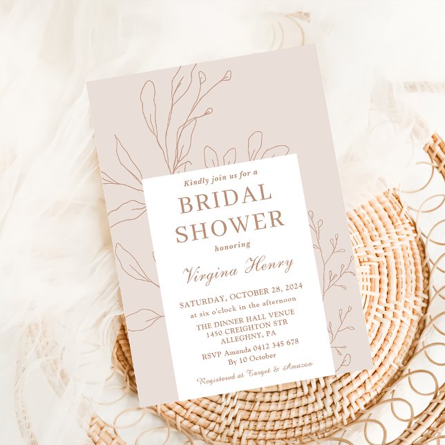 Minimalist Terracotta Floral Elegant Bridal Shower Invitation (Creator Uploaded)