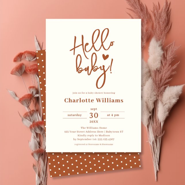 Minimalist Terracotta Gender Neutral Baby Shower Invitation (Creator Uploaded)
