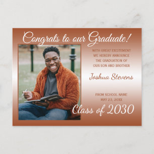 Minimalist Terracotta Graduation Announcement Postcard