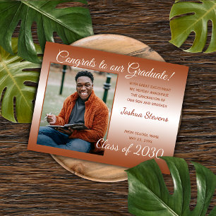 Minimalist Terracotta Graduation Announcement Postcard
