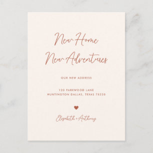 Minimalist Terracotta Home New Adventures Moving Announcement Postcard