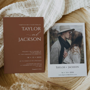 Minimalist Terracotta Italic Calligraphy Wedding Invitation