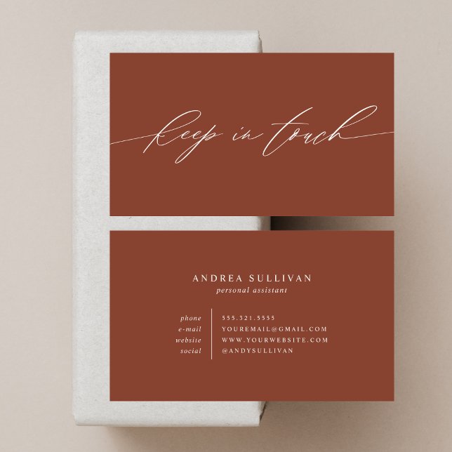 Minimalist Terracotta Keep in Touch Contact or Business Card (Creator Uploaded)