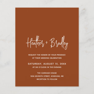 Minimalist Terracotta Modern Budget Wedding Invite