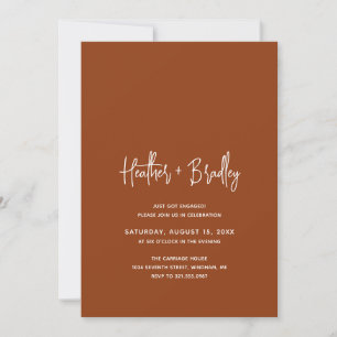 Minimalist Terracotta Modern Engagement Party Invitation
