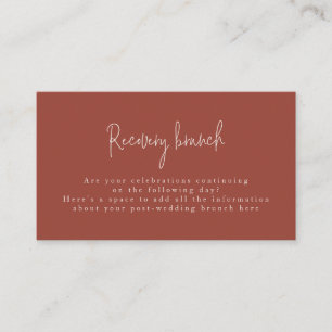 Minimalist Terracotta Recovery Lunch Enclosure Card