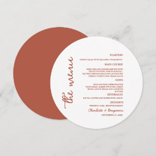 Minimalist Terracotta Round Wedding Menu