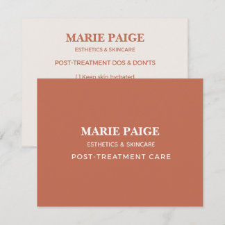 Minimalist Terracotta Skincare Aftercare Card