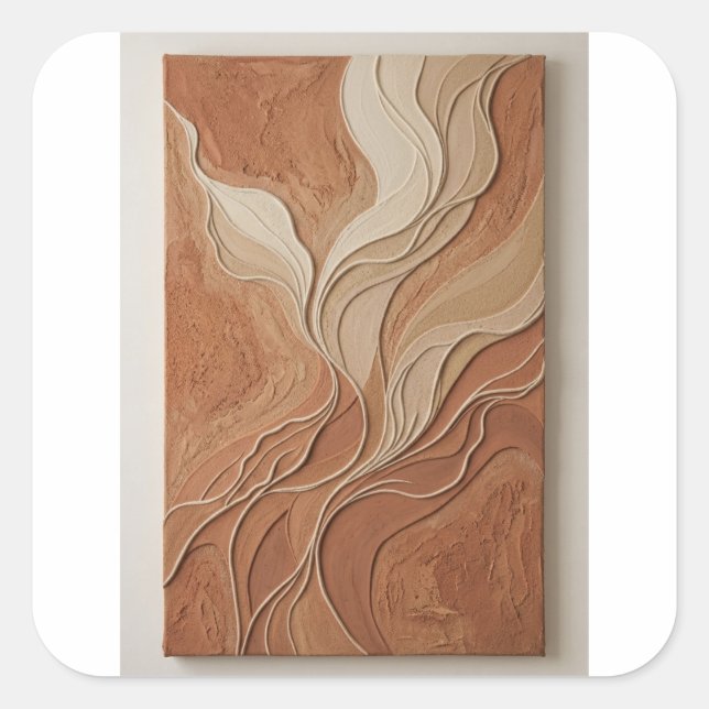 Minimalist Terracotta Textured Plaster Wall Art Square Sticker (Front)