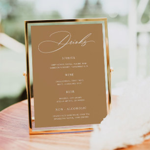 Minimalist Terracotta Wedding Bar Menu Poster