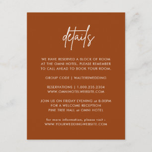 Minimalist Terracotta Wedding Details Enclosure Ca Card