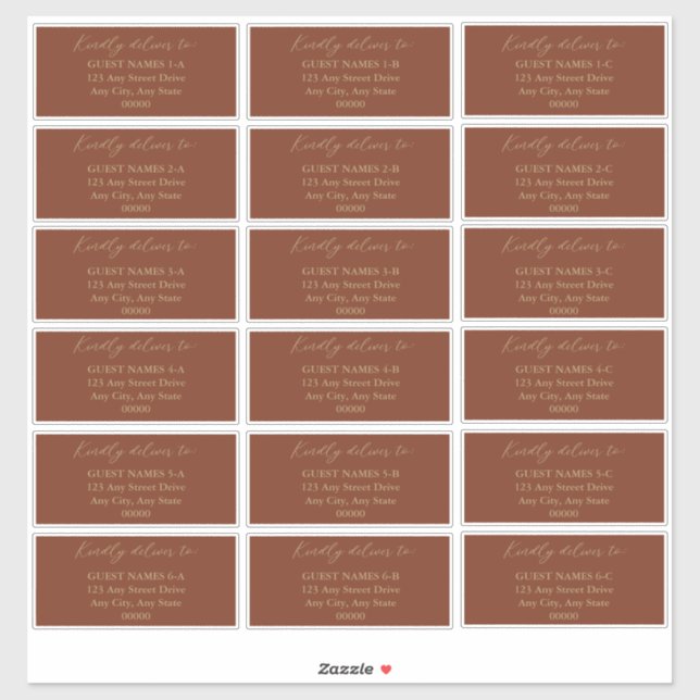 Minimalist Terracotta Wedding Guest Address   (Sheet)
