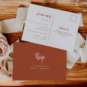 Minimalist Terracotta Wedding   Meal Choice RSVP Postcard