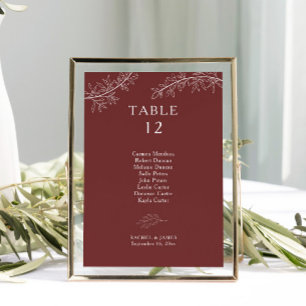 Minimalist Terracotta Wedding Seating Chart Table Number