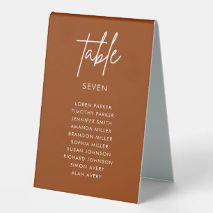 Minimalist Terracotta Wedding Table Numbers