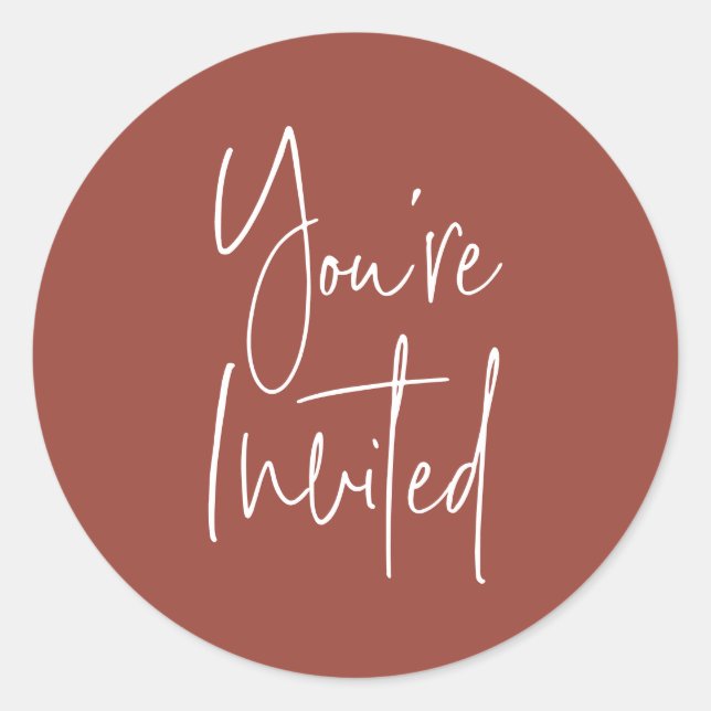 Minimalist Terracotta You're Invited Envelope Seal (Front)