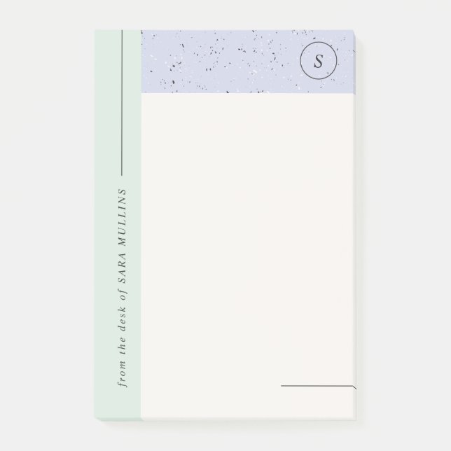 Minimalist Terrazzo Monogram Post-Its - Mint Post-it Notes (Front)