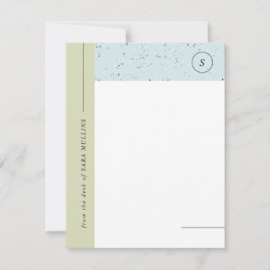 Minimalist Terrazzo Monogram Stationery - Green Announcement