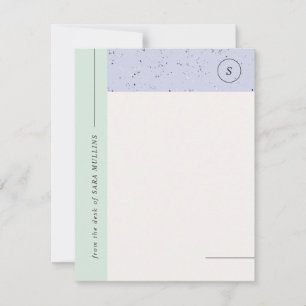 Minimalist Terrazzo Monogram Stationery - Mint Announcement