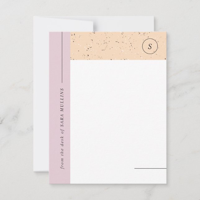 Minimalist Terrazzo Monogram Stationery - Purple Announcement (Front)