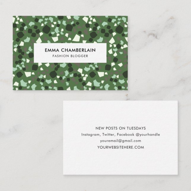 Minimalist Terrazzo Print Modern Custom Business C Card (Front/Back)
