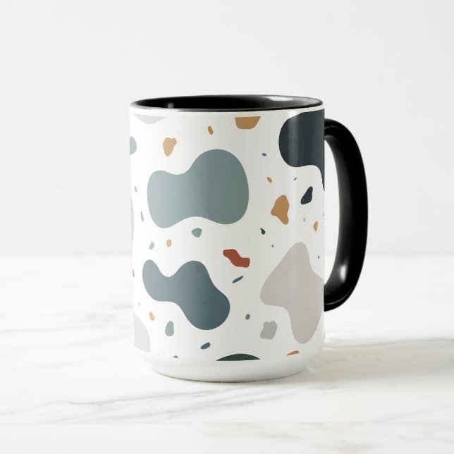 Minimalist Terrazzo Style Custom Fabric, Wallpaper Mug (Front Right)