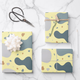Minimalist Terrazzo Style Custom Fabric, Wallpaper Wrapping Paper Sheet
