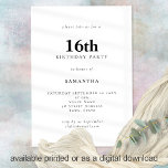 Minimalist Text Any Colour 16th Birthday Party Invitation<br><div class="desc">Minimalist Text Any Colour 16th Birthday Party. 100% customisable. Easily personalise the text and change font and background colours if you wish via the edit further option.</div>