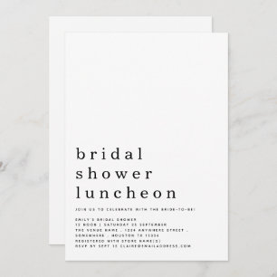 Minimalist Text Bridal Shower Luncheon Invitation