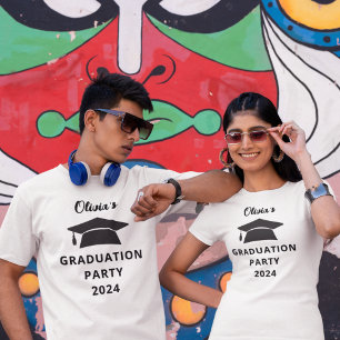 Minimalist Text Cap Name Graduation Party  T-Shirt