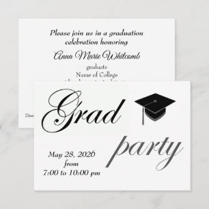 Minimalist Text College Graduation Party Invitation