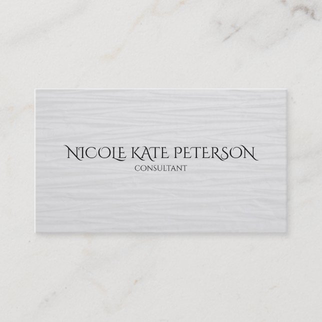 Minimalist Text Elegant Textured Consultant Business Card (Front)