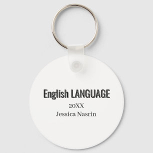 Minimalist Text School Subject Key Ring
