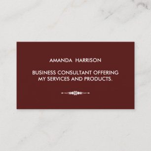 Minimalist Textual with Embellished Element Red Business Card