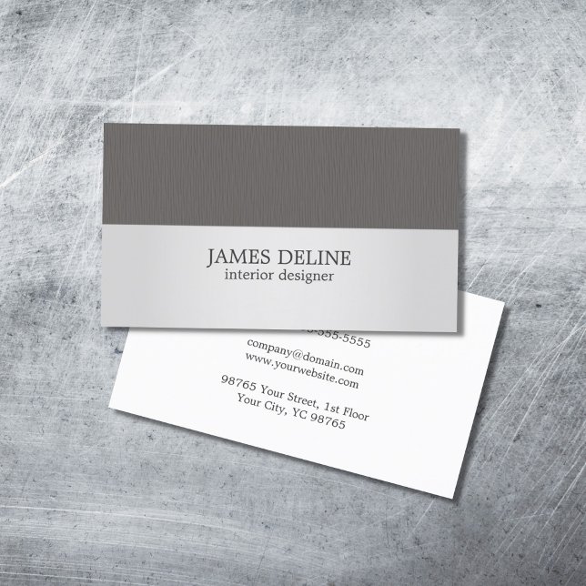 Minimalist Texture Grey Silver Consultant Business Card (Creator Uploaded)