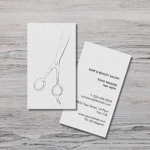 Minimalist Texture White Black Scissor Hairstylist Business Card