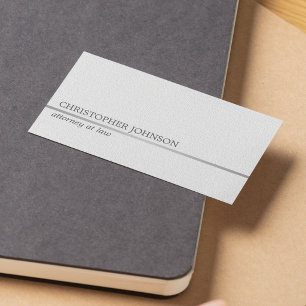 Minimalist Texture White Faux Silver Line Attorney Business Card