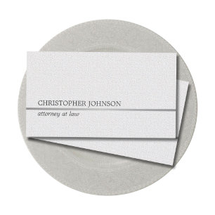 Minimalist Texture White Faux Silver Line Attorney Business Card