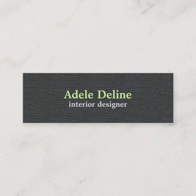 Minimalist Textured Dark Grey Interior Designer Mini Business Card (Front)