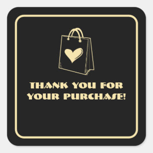 Minimalist Thank for your Purchase Golden Square Sticker