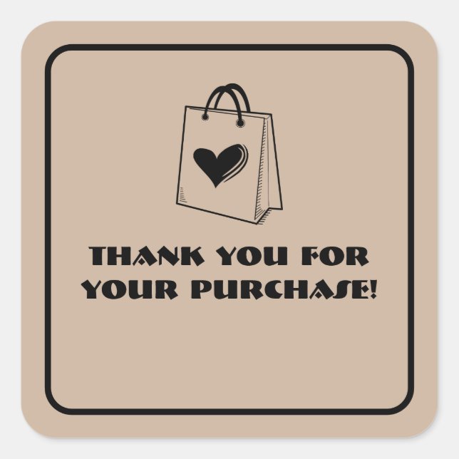 Minimalist Thank for your Purchase  Square Sticker (Front)