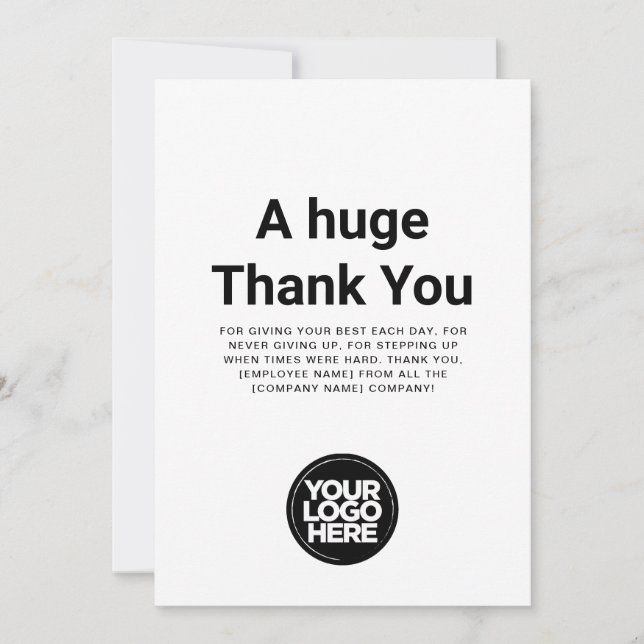 Minimalist Thank You Any Colour Appreciation Card (Front)