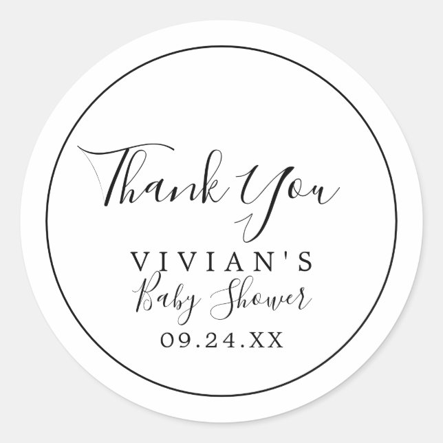 Minimalist Thank You Baby Shower Favour Sticker (Front)