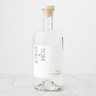 Minimalist Thank You Black and White Type Wedding Liquor Bottle Label