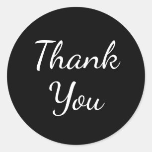 Minimalist Thank You Black And White Wedding Party Classic Round Sticker