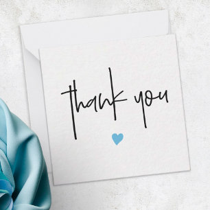 Minimalist Thank You Blue Heart Compact Card